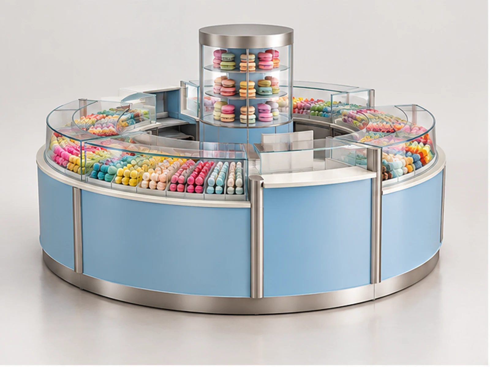 Round Confectionery Kiosk with Clear Display Bins main three-quarter product view