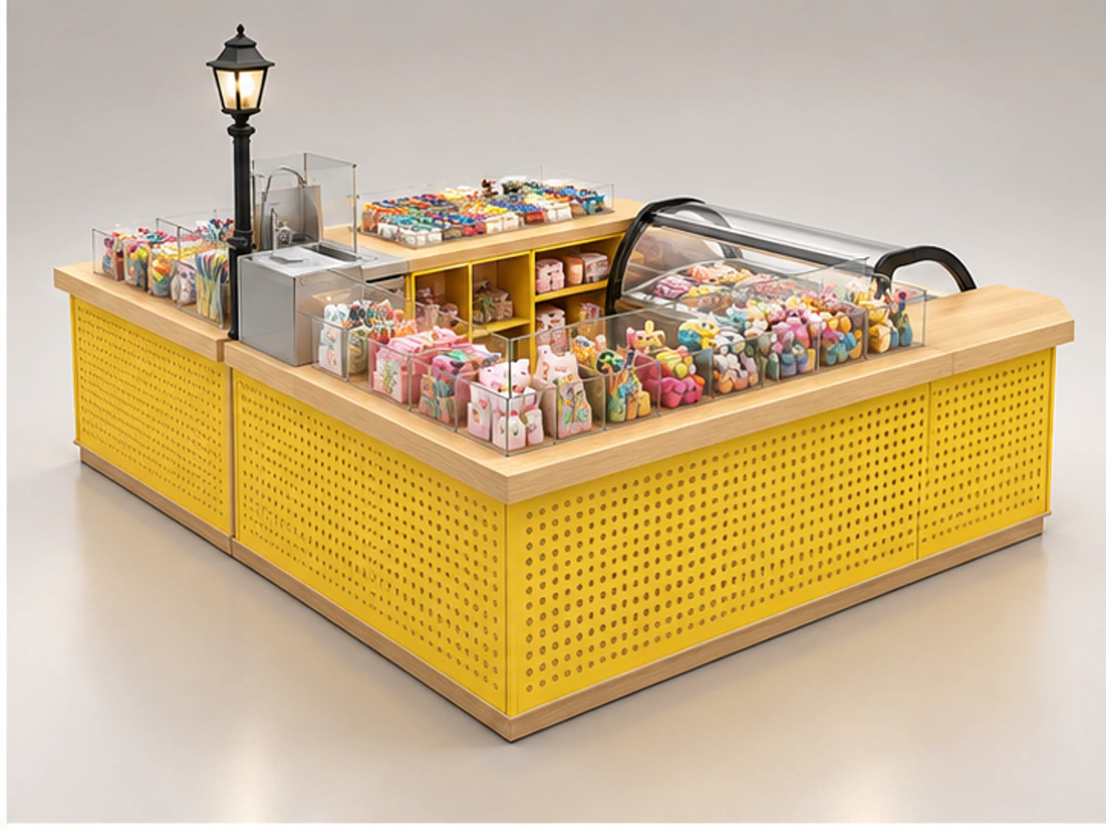 Small Sweet Counter with Novelty Gift Display opposite angle showing overall kiosk layout
