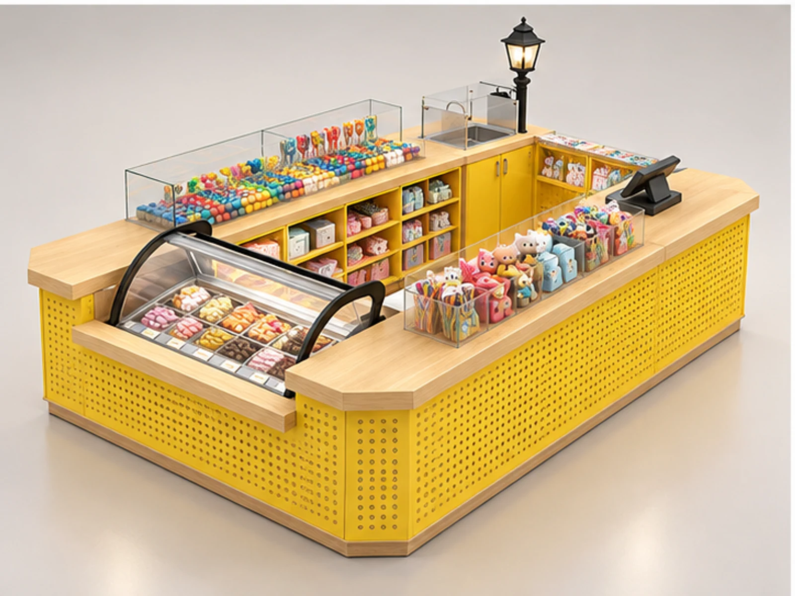 Small Sweet Counter with Novelty Gift Display customer-facing display and service counter