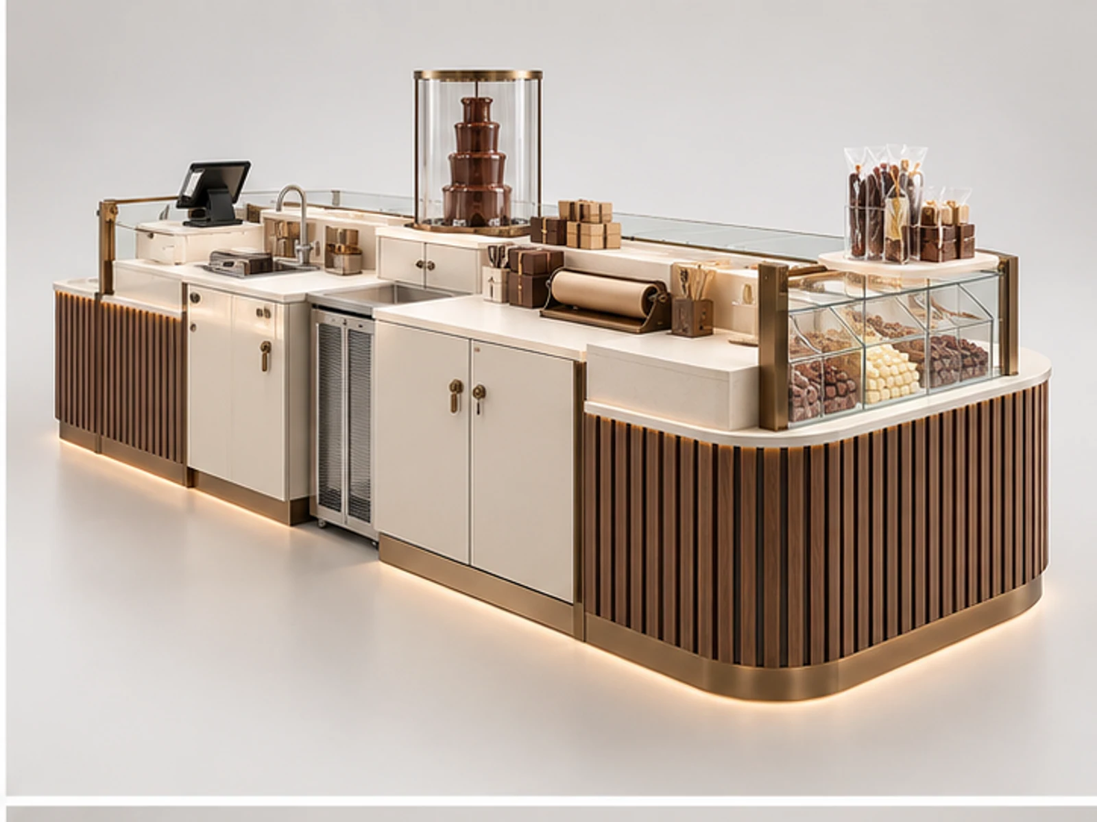 Turnkey Confectionery Kiosk Manufacturer Design opposite angle showing overall kiosk layout