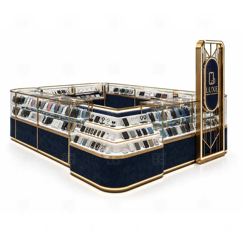 Accessories Display Phone Accessories Kiosk Manufacturer service area for quick product selection, checkout, packaging, and replenishment during walk-by traffic shown in the accessories display phone accessories kiosk manufacturer product photos; the kiosk can follow cashier counter, POS area, customer service opening, and storage planning