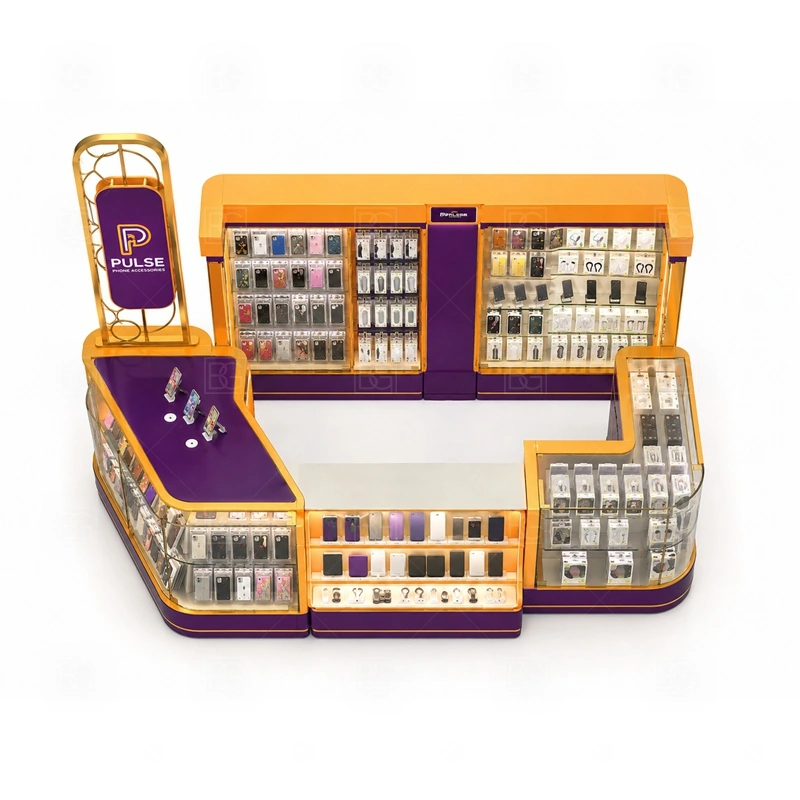 Compact Shopping Mall Phone Kiosk for Retail Business storage detail for high-use storage placed below counters so small stock can be refilled quickly shown in the compact shopping mall phone kiosk for retail business product photos, with a stronger first impression at browsing distance plus practical checkout close to the display