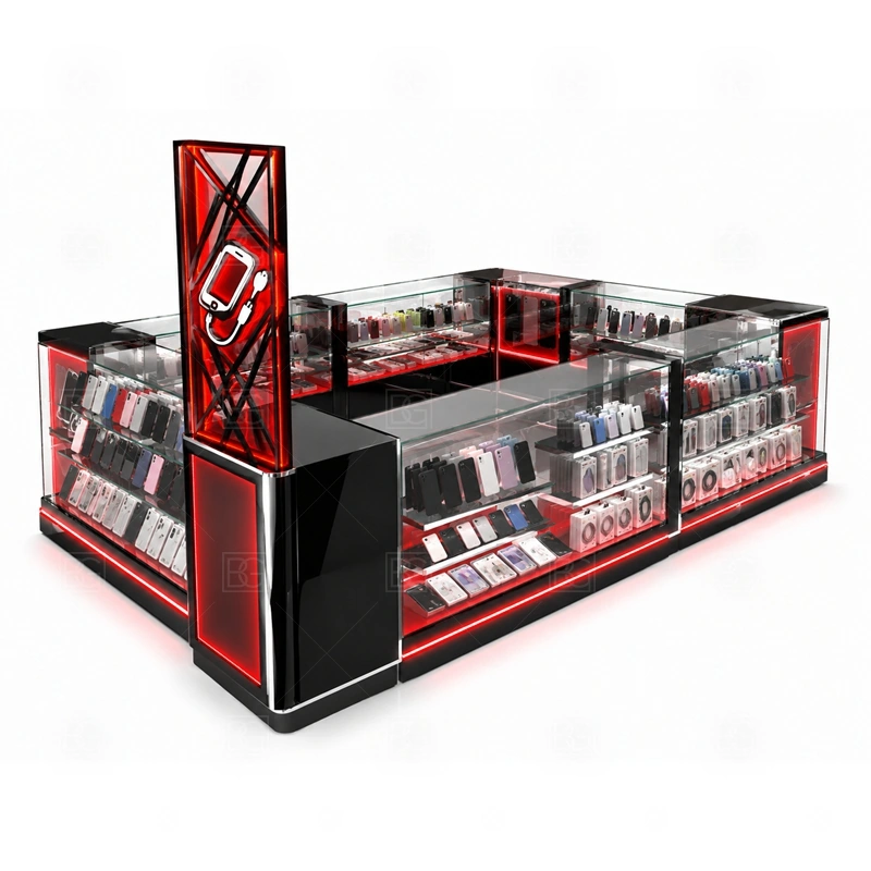 Mall Retail Retail Phone Kiosk Design with a mall-retail phone kiosk with balanced product display, checkout planning, and landlord-ready presentation shown in the mall retail retail phone kiosk design product photos for phone retail and mall accessory sales