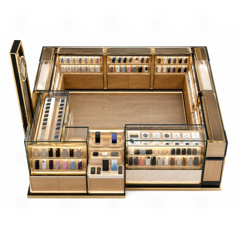 Modular Phone Repair Kiosk for Retail Business storage detail for separate drawer and cabinet modules for safer packing and easier future replacement shown in the modular phone repair kiosk for retail business product photos, with separate zones for browsing, payment, stock refill, and product consultation