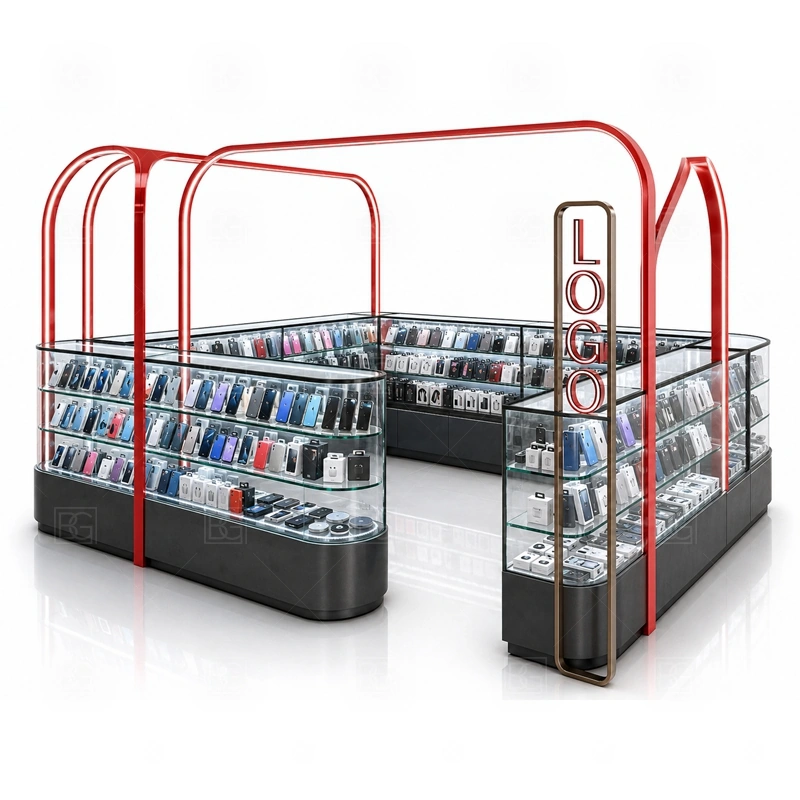 Open Display Phone Accessories Kiosk for Retail Business with an open-display phone kiosk with easier product access, visible shelving, and approachable customer browsing shown in the open display phone accessories kiosk for retail business product photos for mobile accessory retail and small electronics display