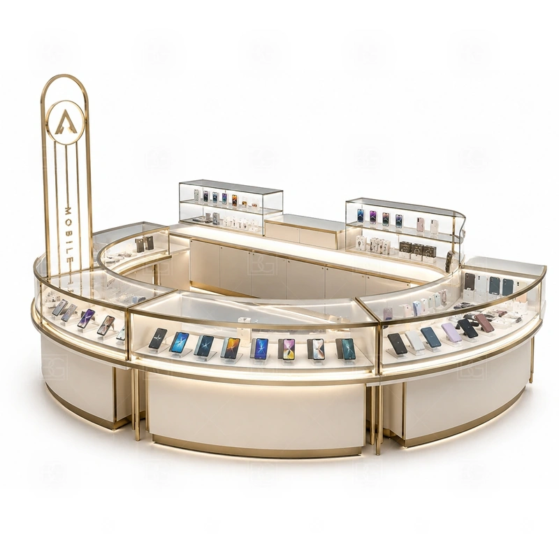 Phone Case Cell Phone Kiosk Design with a phone-case merchandising kiosk with strong wall display, case browsing zones, and focused accessory counters shown in the phone case cell phone kiosk design product photos for phone case merchandising and accessory add-on sales