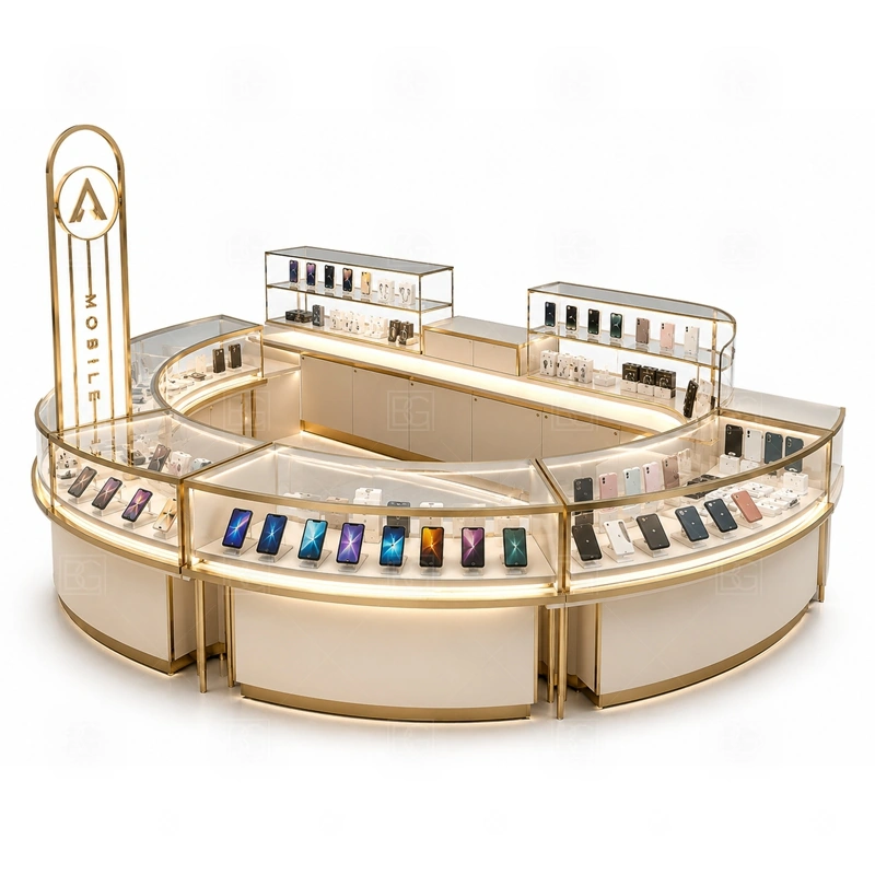 Phone Case Cell Phone Kiosk Design service area for case selection help, screen protector recommendation, checkout, packing, and quick add-on selling shown in the phone case cell phone kiosk design product photos; the kiosk can follow sales counter, POS area, packing surface, and staff-side storage