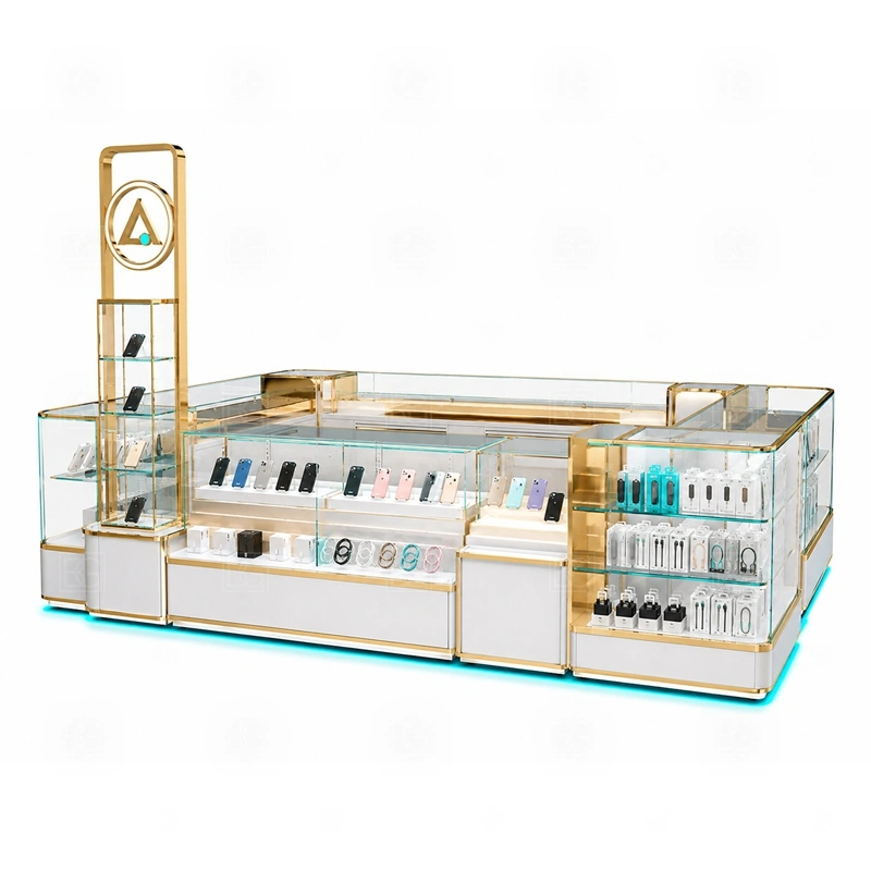 Phone Case Shopping Mall Phone Kiosk Manufacturer showing a browsing-first plan that keeps case walls visible while checkout and storage stay close to staff shown in the phone case shopping mall phone kiosk manufacturer product photos, with a layout that can be checked against lease drawings before production begins
