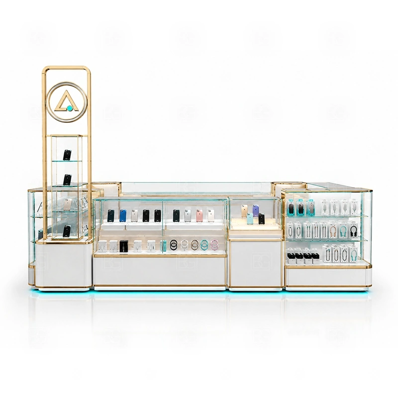 Phone Case Shopping Mall Phone Kiosk Manufacturer signage detail with case-category signs, logo panels, and lighted front graphics that make the product range easy to read shown in the phone case shopping mall phone kiosk manufacturer product photos; this page also uses custom logo signage and brand color presentation