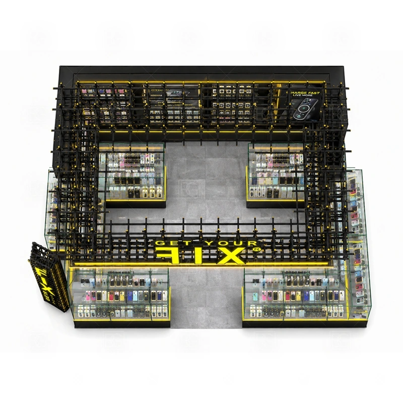 Premium Shopping Mall Phone Kiosk with Lockable Storage storage detail for lockable lower cabinets, divided drawers, and staff-only stock access for safer daily operation shown in the premium shopping mall phone kiosk with lockable storage product photos, with a stronger first impression at browsing distance plus practical checkout close to the display