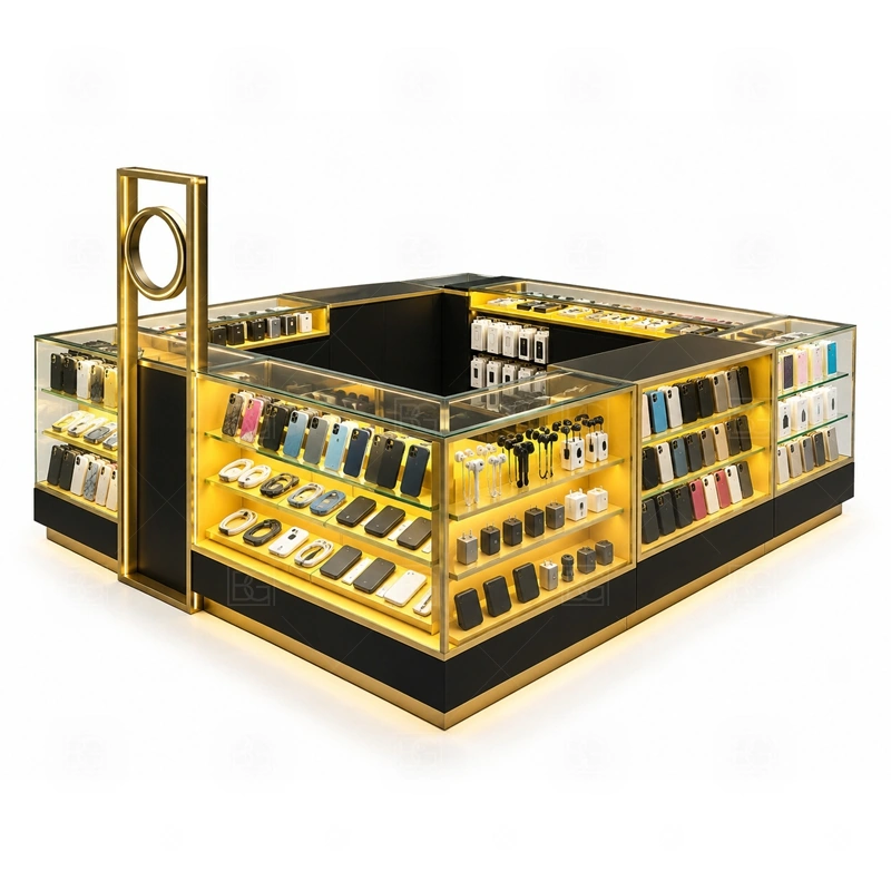 Retail Phone Repair Kiosk for Retail Business with a daily-retail phone kiosk with practical accessory display, checkout counters, and reliable storage planning shown in the retail phone repair kiosk for retail business product photos for repair service and phone accessory sales