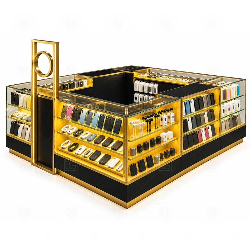 Retail Phone Repair Kiosk for Retail Business service area for regular sales support, POS payment, packaging, customer questions, and stock refill shown in the retail phone repair kiosk for retail business product photos; the kiosk can follow repair service counter, device handoff area, and lockable tool storage