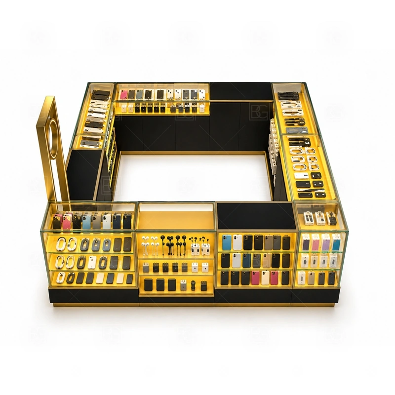 Retail Phone Repair Kiosk for Retail Business storage detail for durable base storage and lockable drawers for daily inventory handling shown in the retail phone repair kiosk for retail business product photos, with front-facing customer movement with staff work kept behind the display line