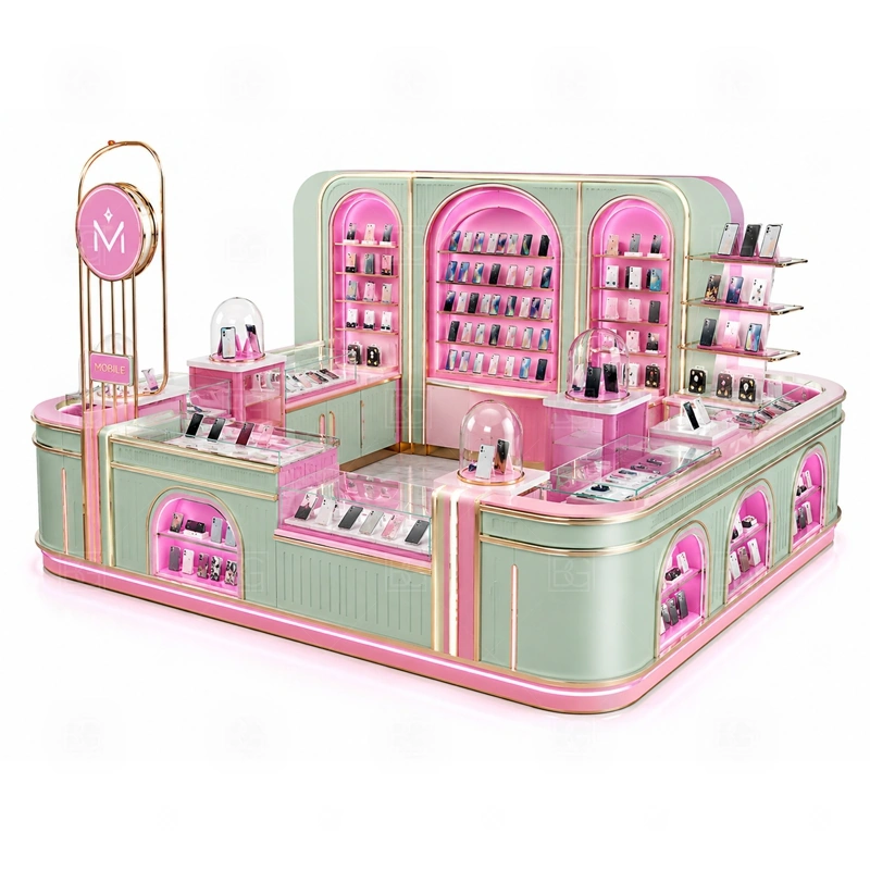 Turnkey Phone Repair Kiosk with Lockable Storage with a turnkey phone kiosk package with display, service, branding, storage, and export packing considered together shown in the turnkey phone repair kiosk with lockable storage product photos for repair service and phone accessory sales