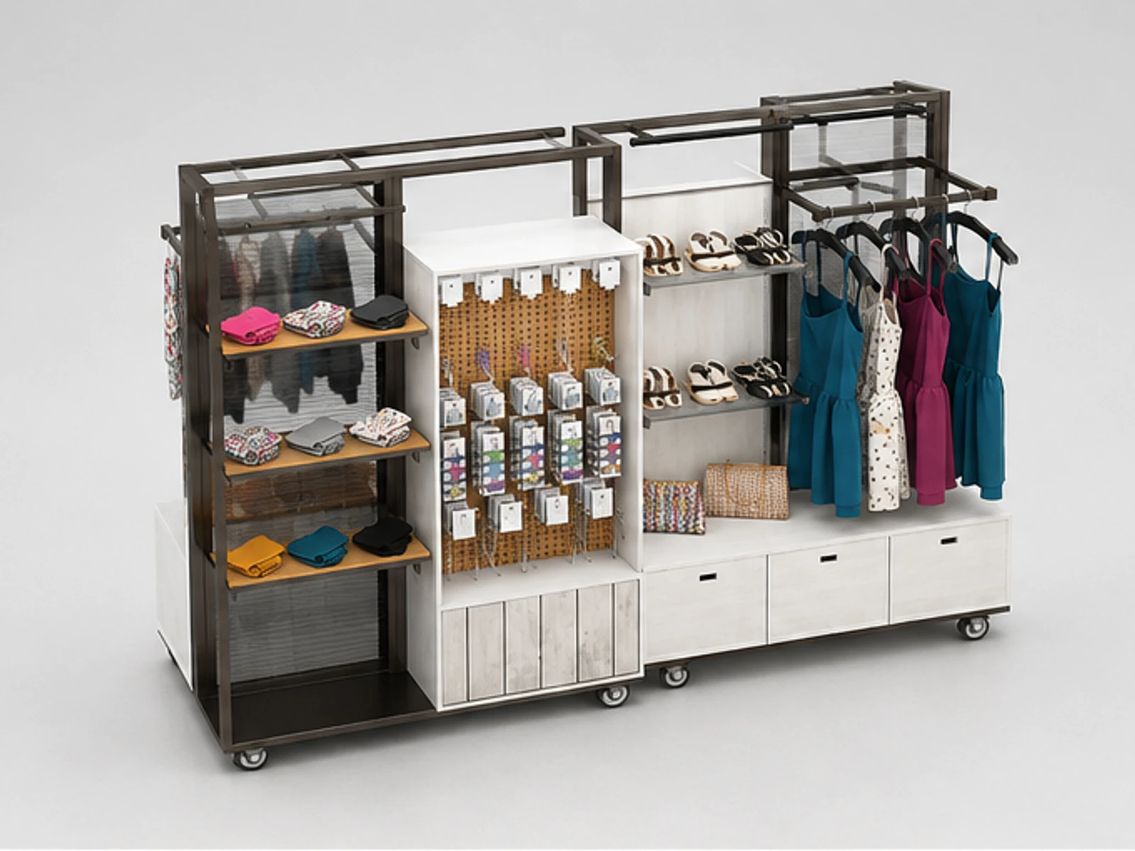 3m by 2m mall retail clothing kiosk accessories display stand share you main mall-facing view