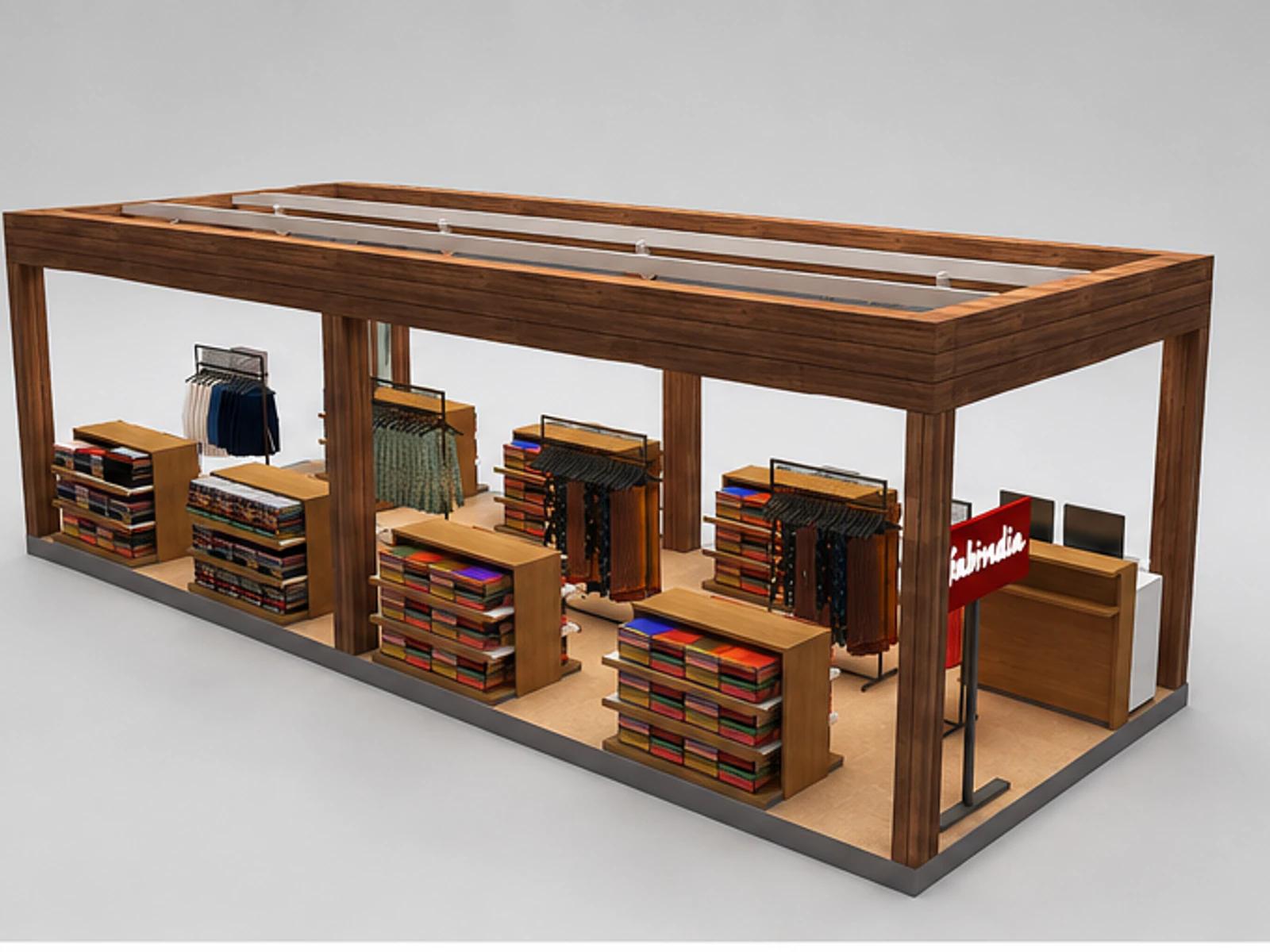 Australia Clothing Kiosk for T-Shirt Kiosk & Hat Display Counter in Retail Store for Sale angled clothing display view