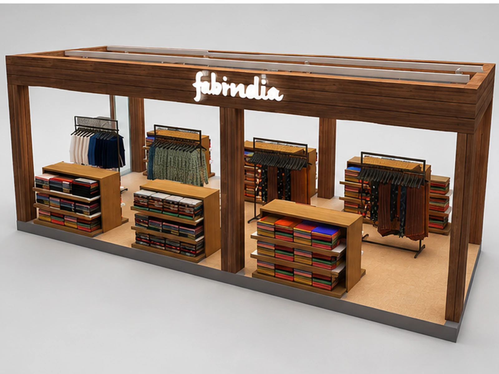 Australia Clothing Kiosk for T-Shirt Kiosk & Hat Display Counter in Retail Store for Sale garment rails and shelving view