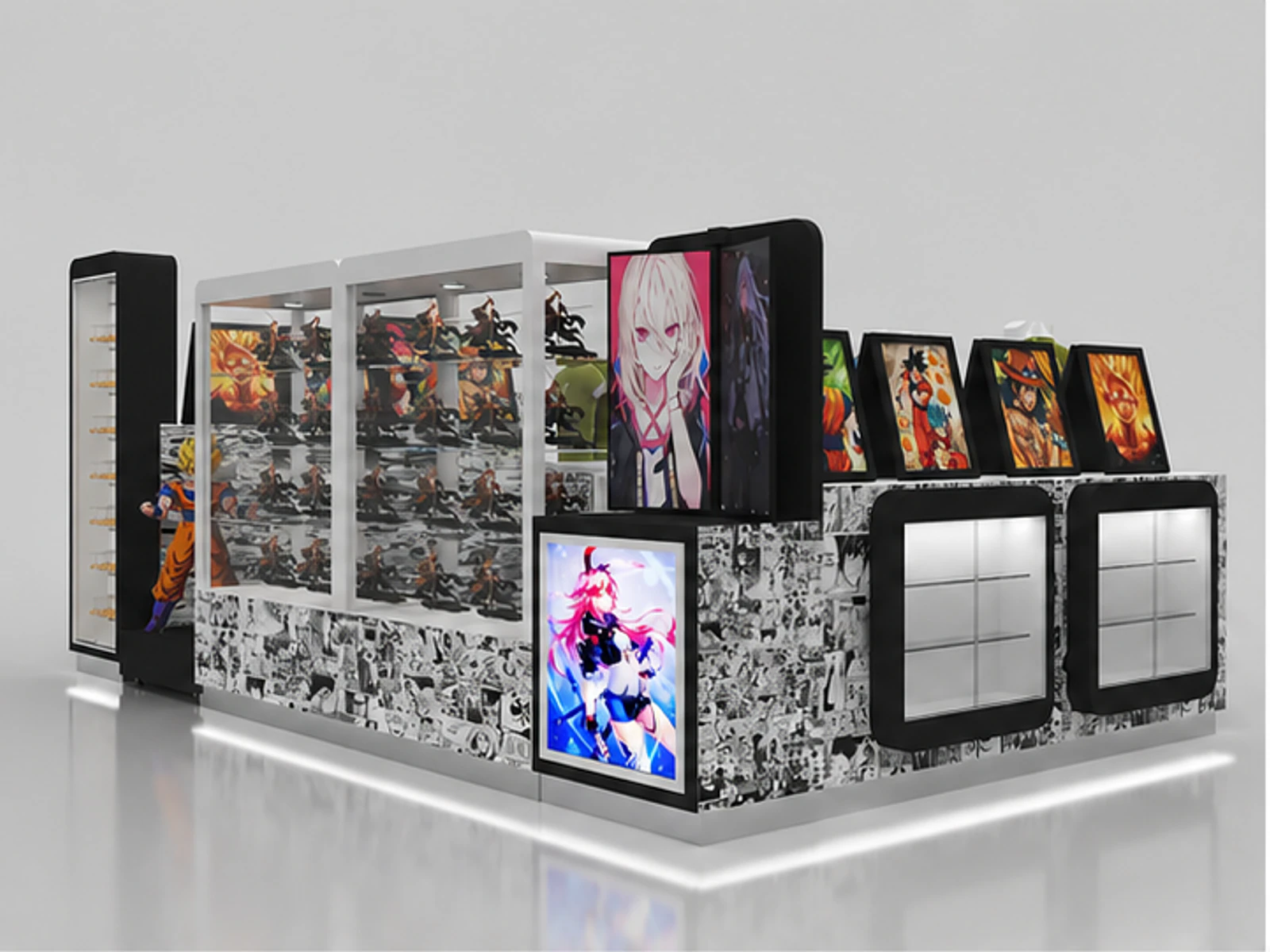 Custom T-shirt Kiosk Clothing Kiosk Display Counter in Store for Sale main mall-facing view