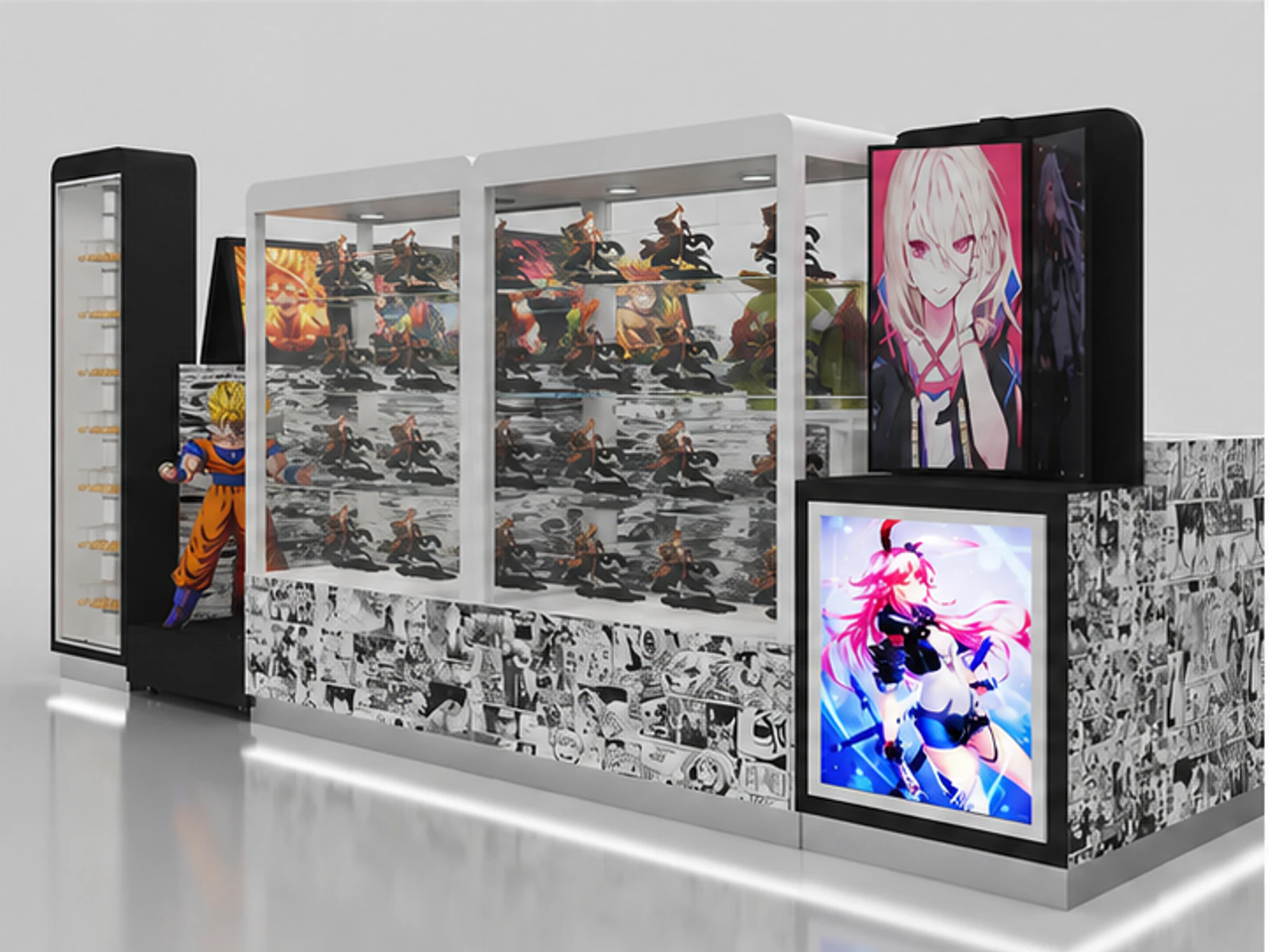 Custom T-shirt Kiosk Clothing Kiosk Display Counter in Store for Sale garment rails and shelving view