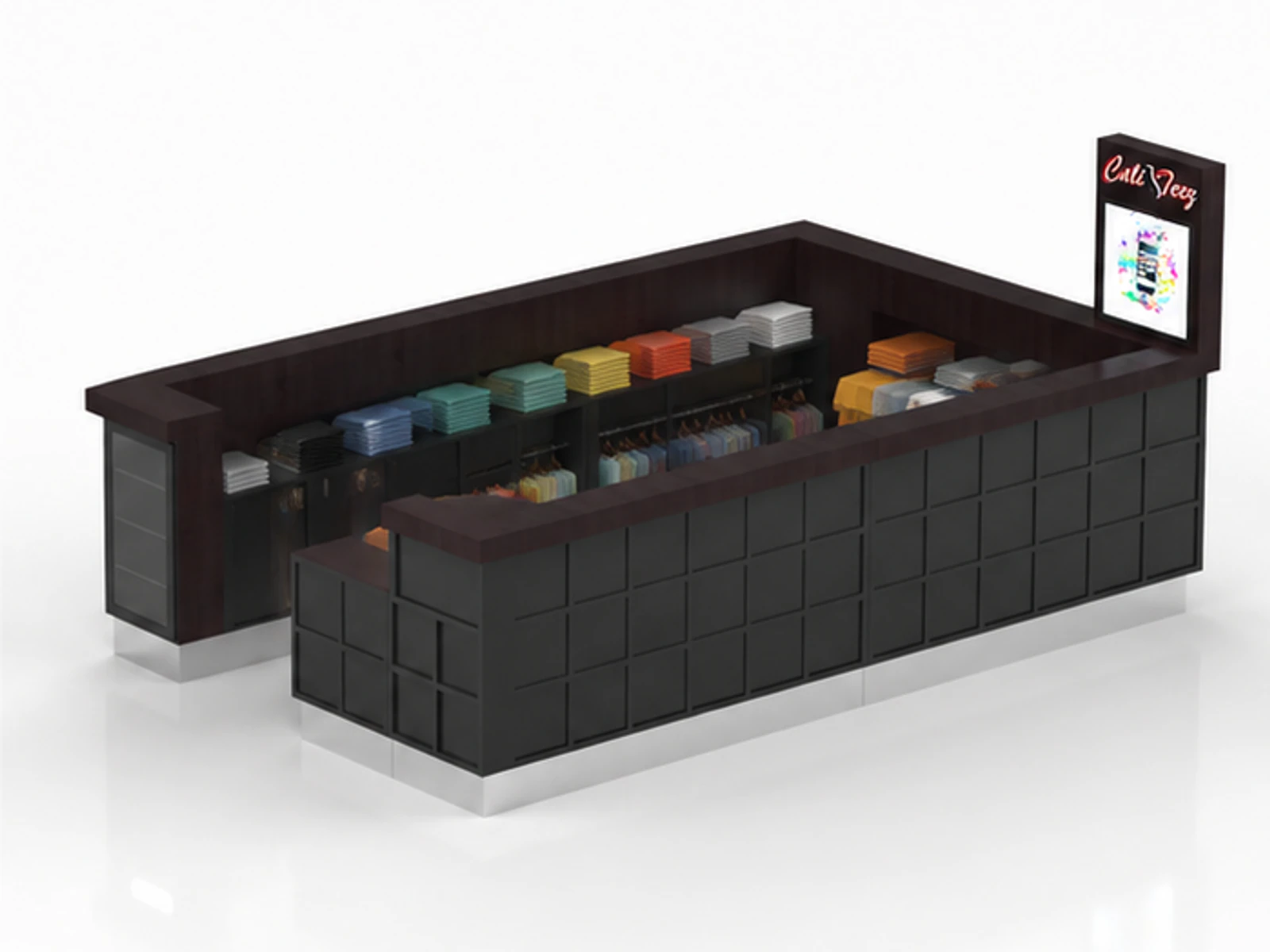 Hot Sale Clothing Cabinet Fashion T-shirt Kiosk in Mall for sale angled clothing display view