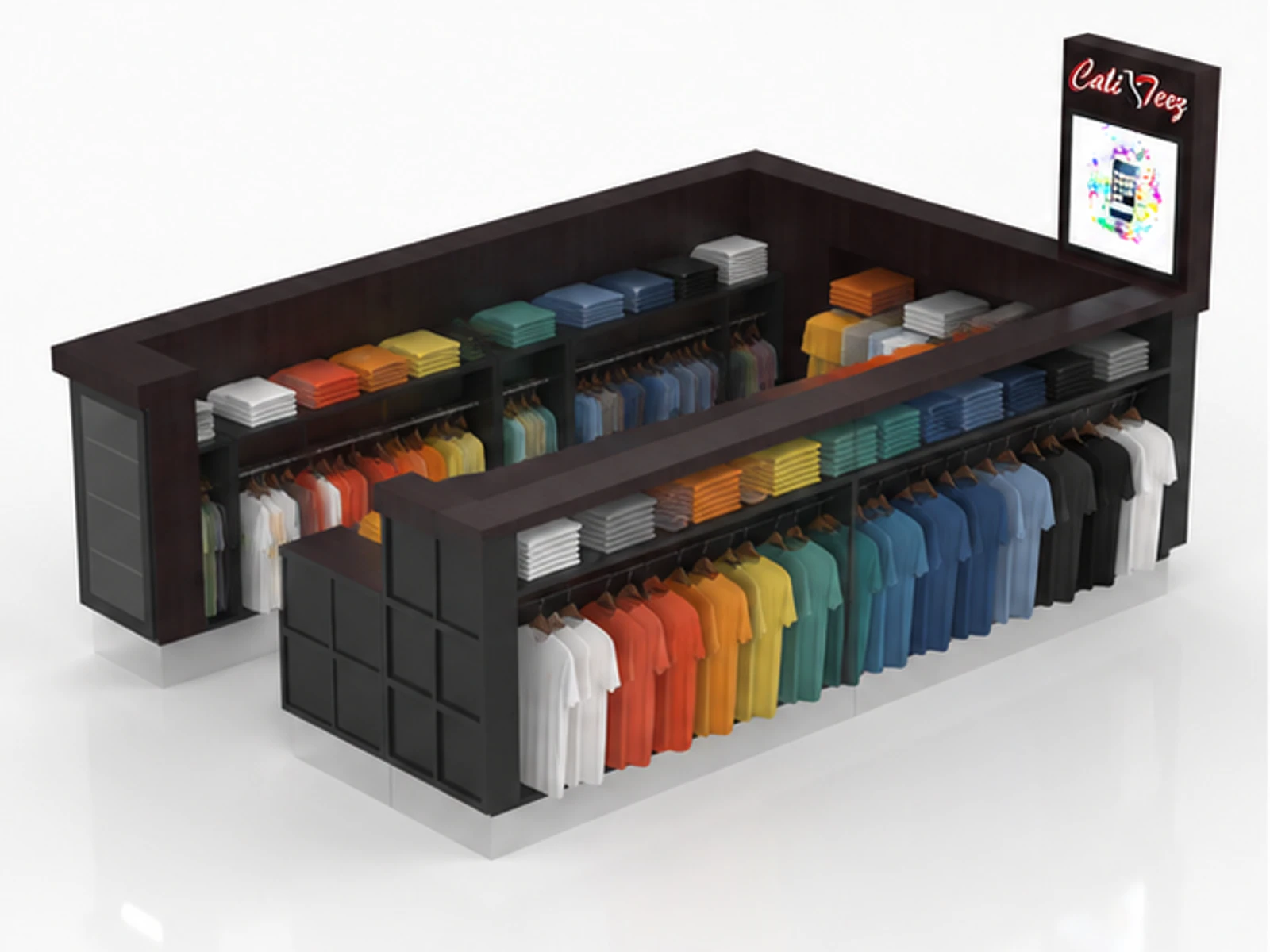 Hot Sale Clothing Cabinet Fashion T-shirt Kiosk in Mall for sale garment rails and shelving view