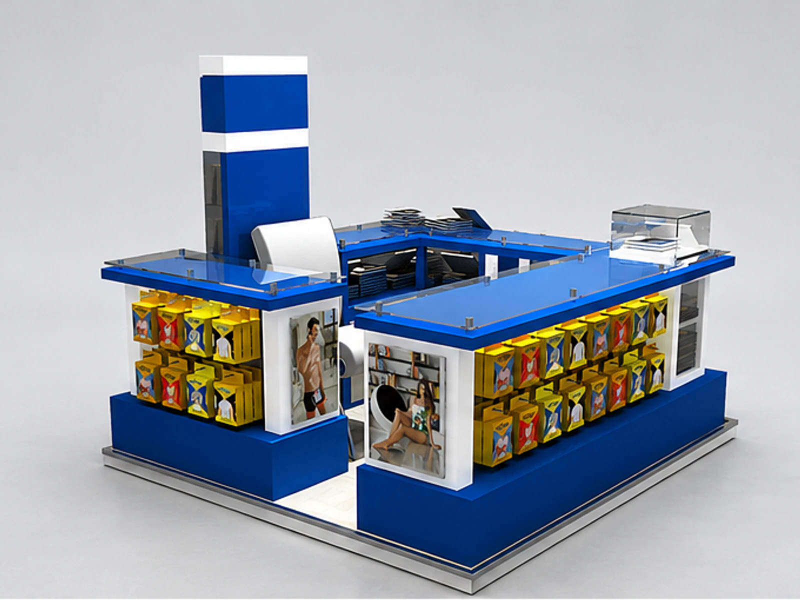 Hot Selling Clothing Kiosk & Underwear Kiosk in Retail for Sale main mall-facing view