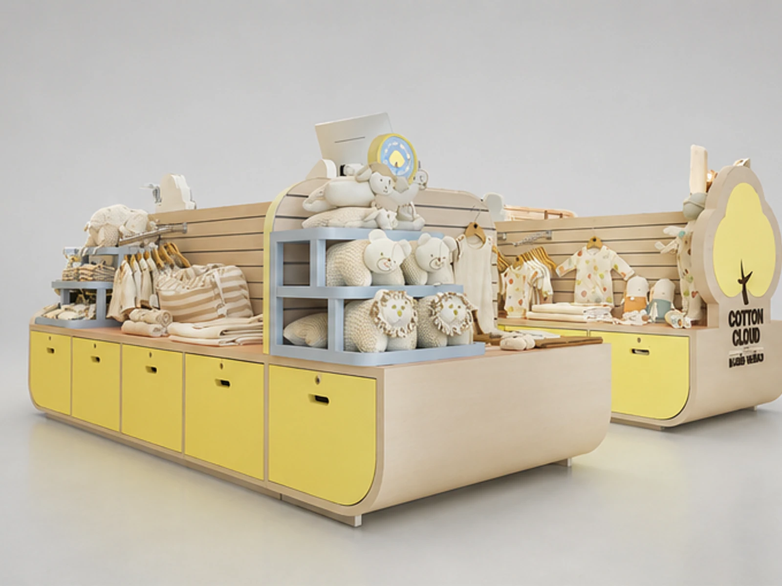 Lovely kids clothes kiosk design children clothes display booth share you main mall-facing view