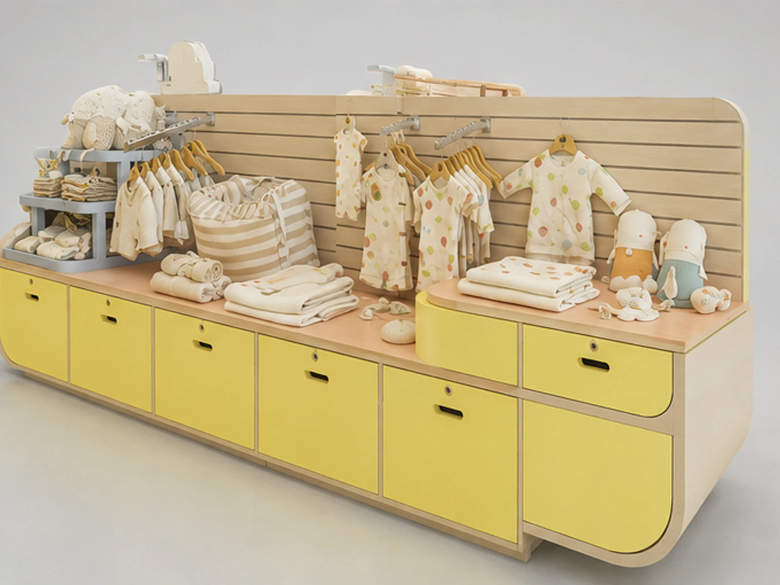 Lovely kids clothes kiosk design children clothes display booth share you garment rails and shelving view