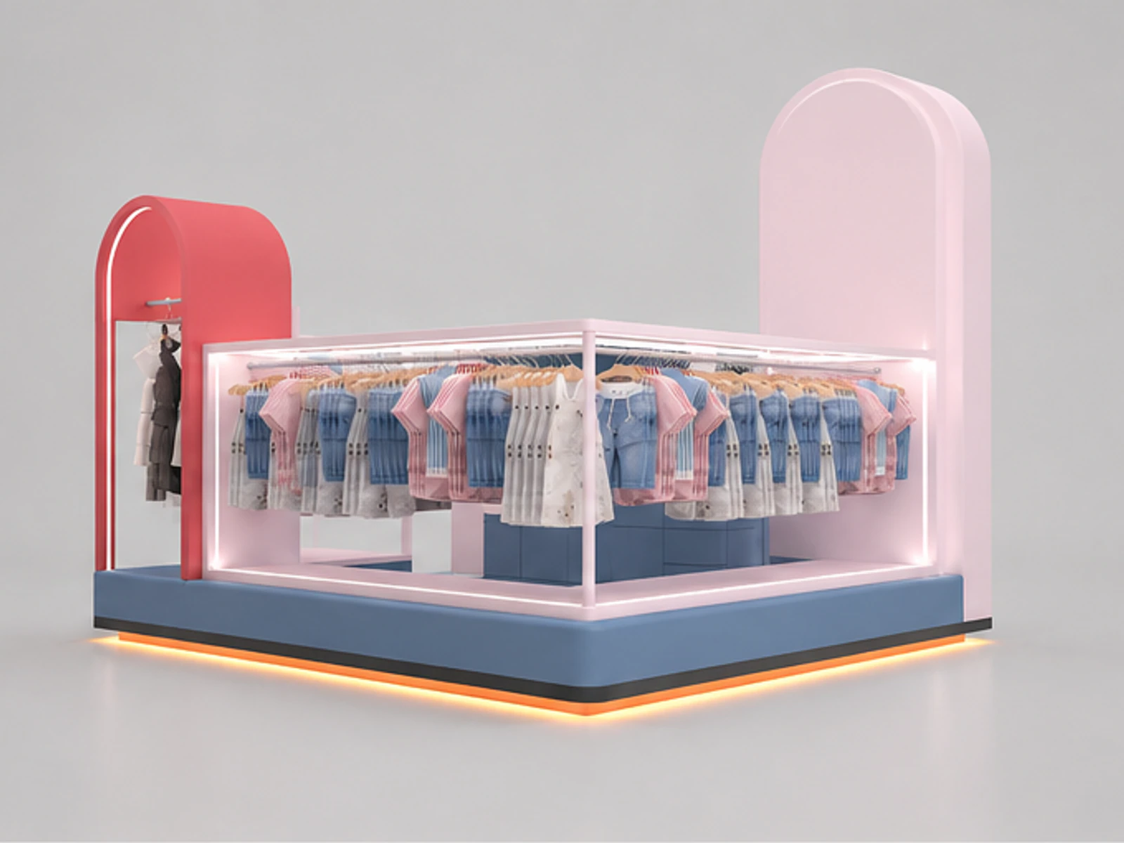 Mall Center Clothing Kiosk Customized Cute Child Clothing Kiosk for Sale angled clothing display view