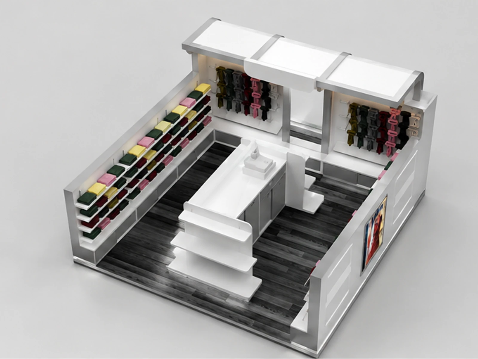 Scarf Display Kiosk|Multicolor Turban Sales Stand main mall-facing view