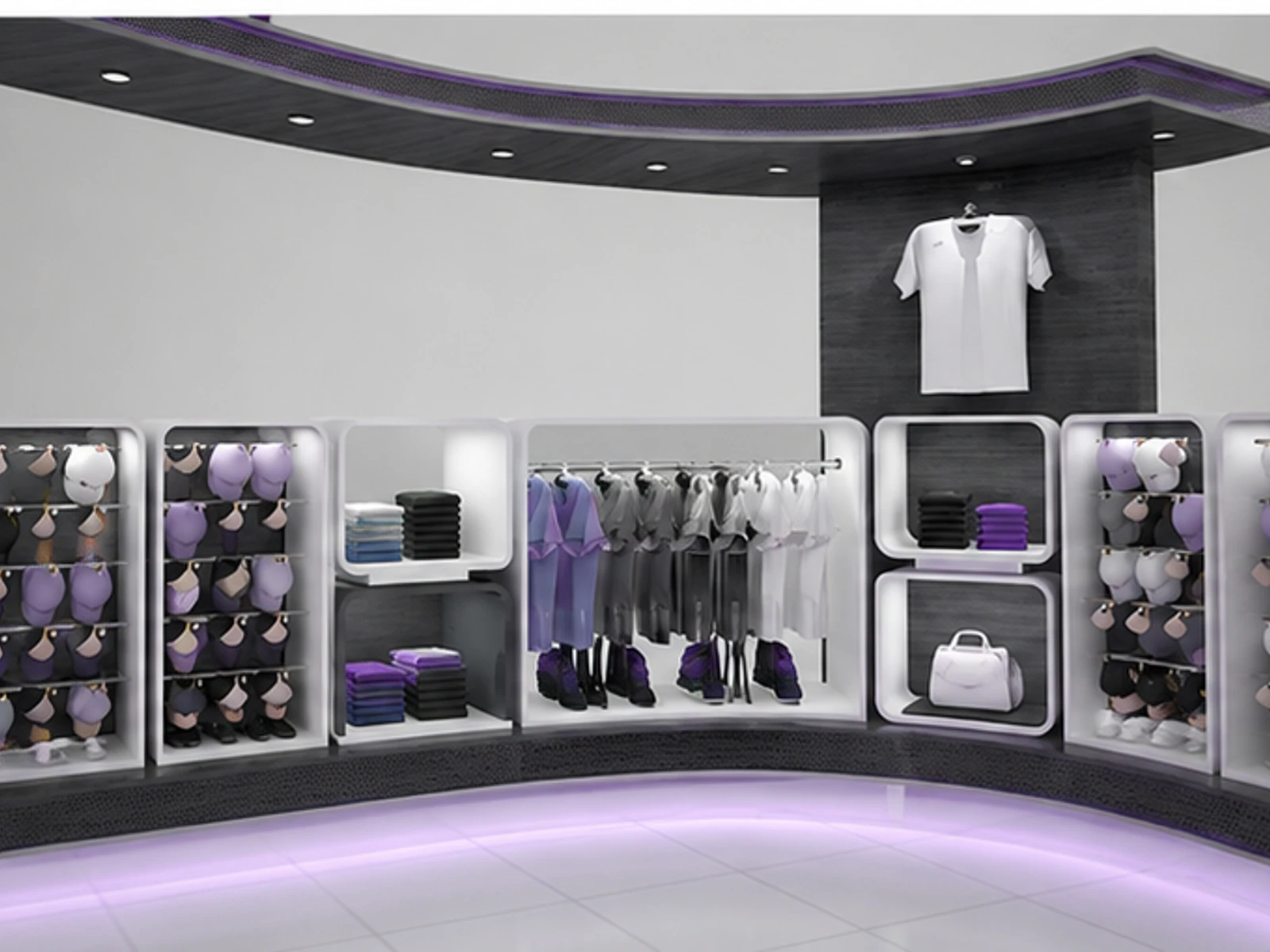 Shopping Mall Boys Clothing Kiosk Customized Sports Clothes Display Stand For Sale garment rails and shelving view