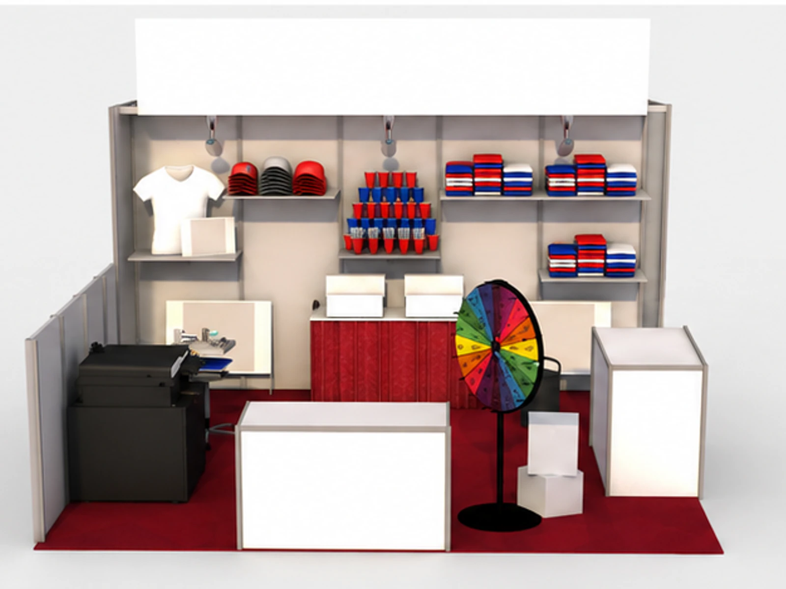 Simple Clothes Display Kiosk Mall Garment T-shirt Display Stand Design garment rails and shelving view