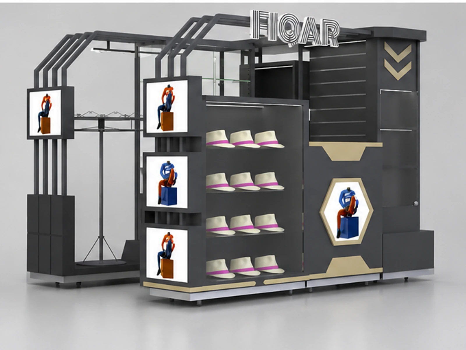 Spots Clothes Kiosk Modern T-shirt Booth Retail Boutique Display Rack Mall Shelf for Sale garment rails and shelving view