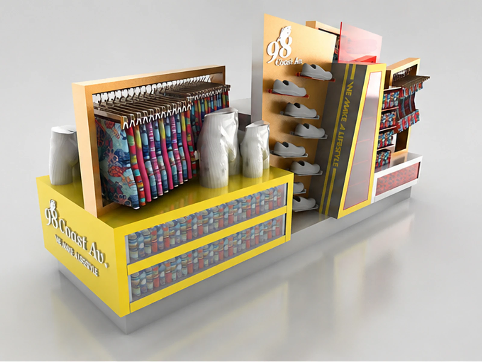 Underwear display cart clothing kiosk small cart for sales clothing display furniture main mall-facing view