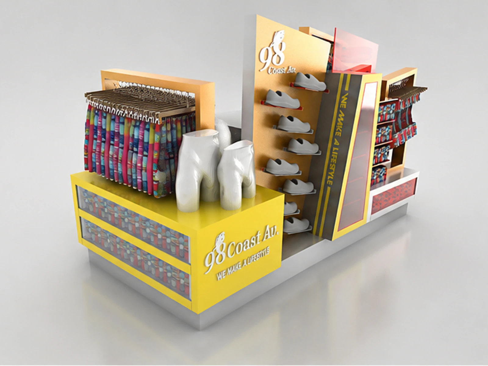 Underwear display cart clothing kiosk small cart for sales clothing display furniture angled clothing display view