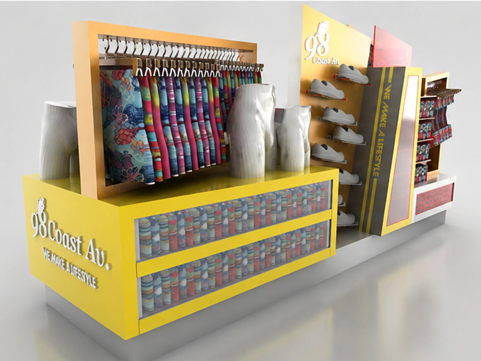Underwear display cart clothing kiosk small cart for sales clothing display furniture garment rails and shelving view