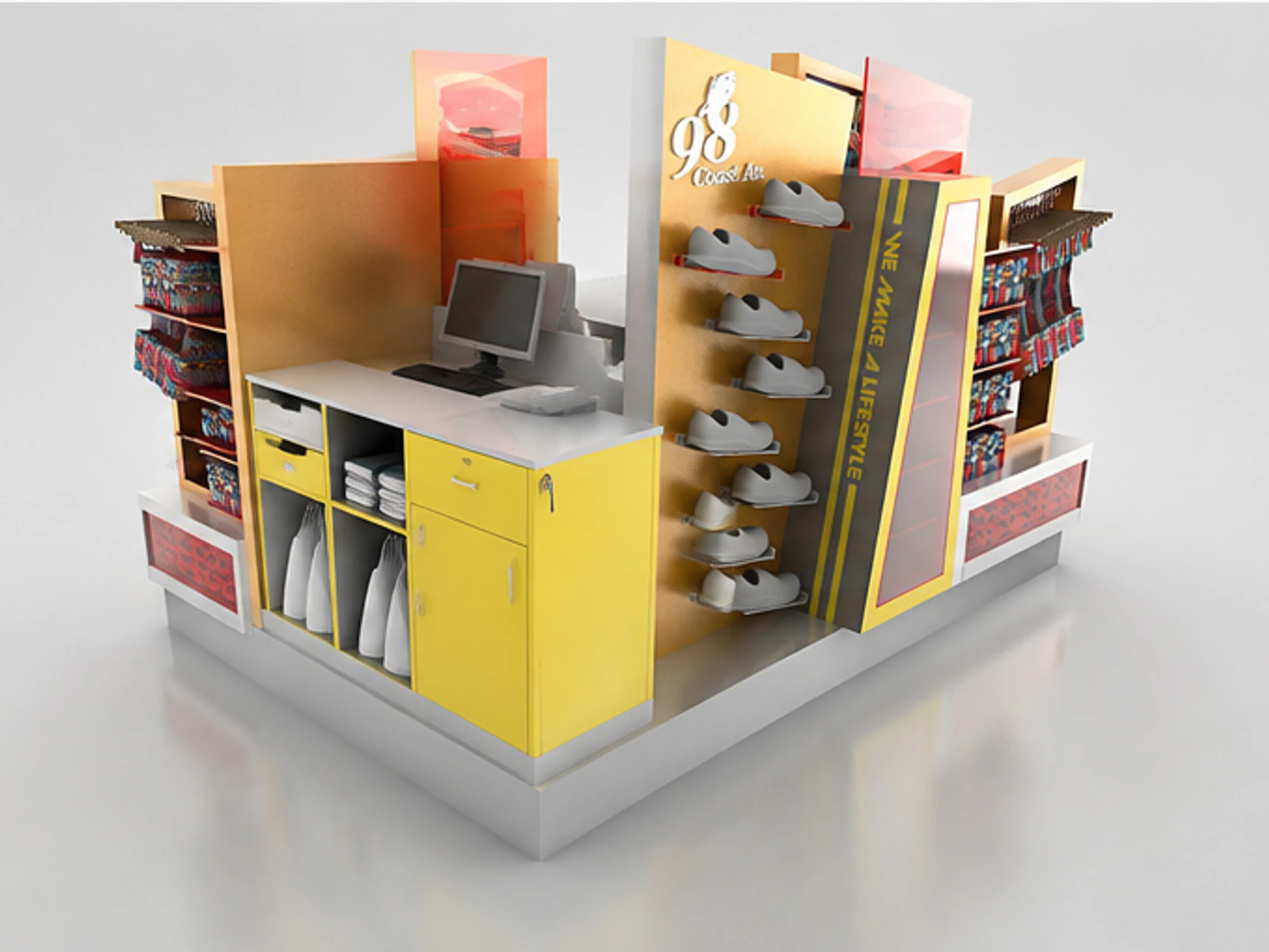 Underwear display cart clothing kiosk small cart for sales clothing display furniture staff storage and checkout detail