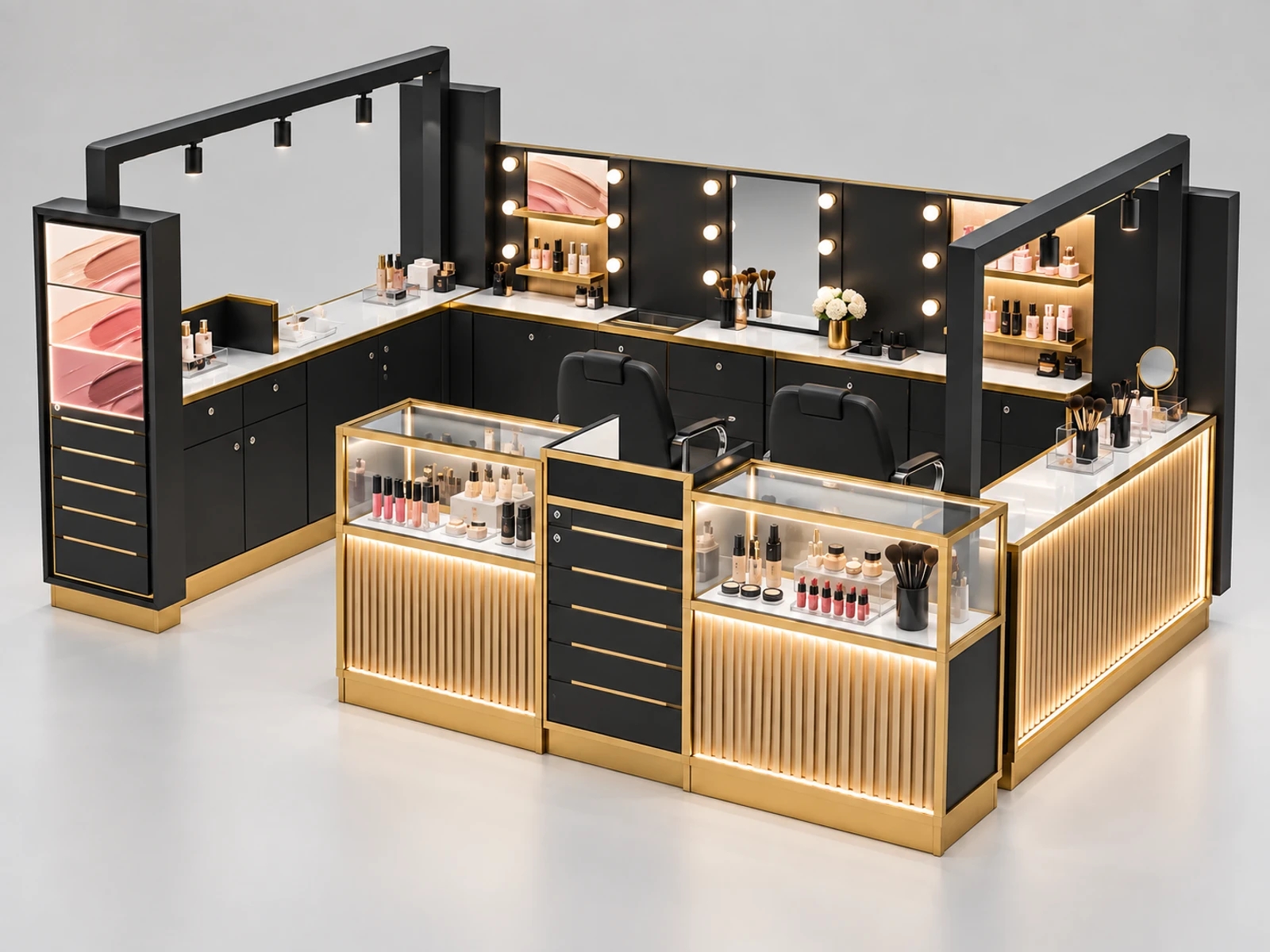 Portable Beauty Pop-Up Kiosk with Secure Closing Panels main three-quarter product view
