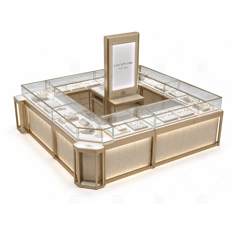 Custom Jewelry Kiosk Manufacturers with custom color and finish planning for a clear jewelry retail identity shown in the custom jewelry kiosk manufacturers product photos, with balanced glass counter planning for jewelry, watch, and accessory display