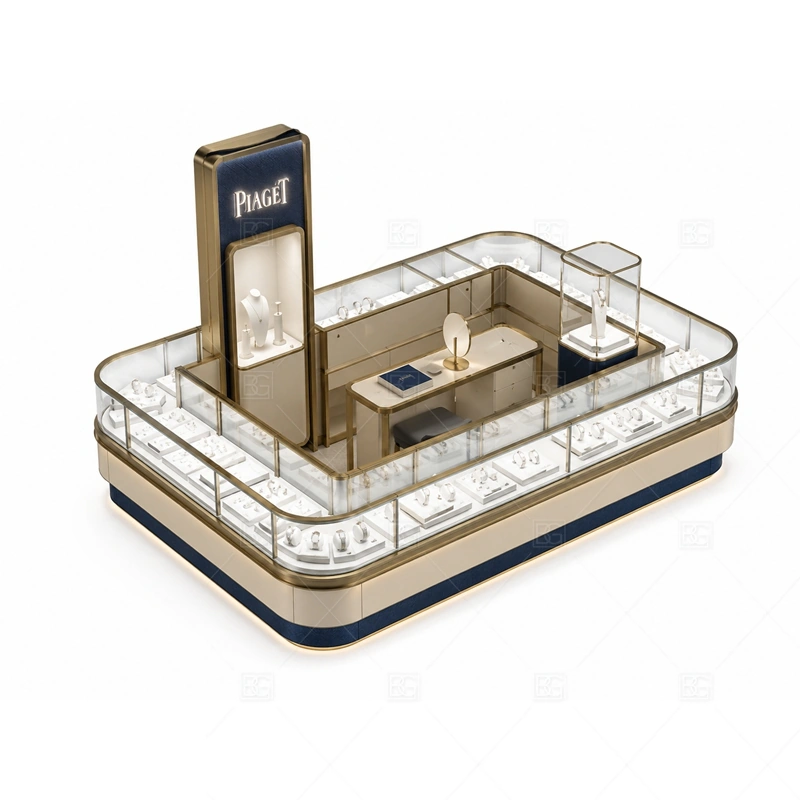 Jewelry Kiosk Display Showcase with custom color and finish planning for a clear jewelry retail identity shown in the jewelry kiosk display showcase product photos, with balanced glass counter planning for jewelry, watch, and accessory display