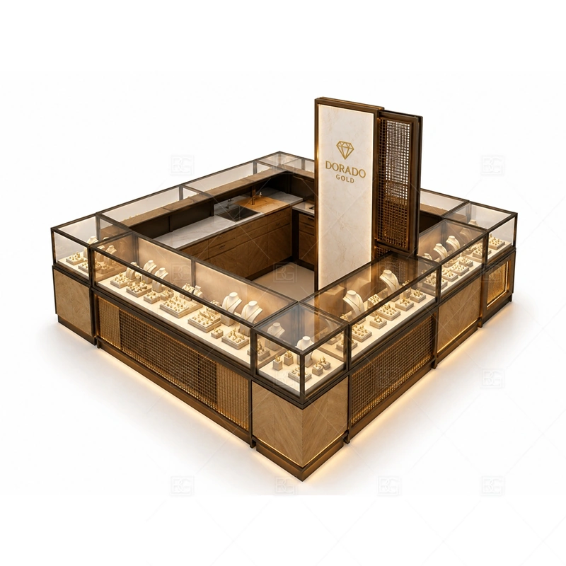Personalized Jewelry Kiosk Solutions with custom color and finish planning for a clear jewelry retail identity shown in the personalized jewelry kiosk solutions product photos, with balanced glass counter planning for jewelry, watch, and accessory display