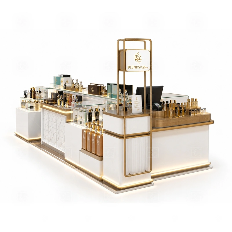 Custom Perfume Kiosk for Sale layout showing shopping mall perfume kiosk layout with display counters, storage, and cashier planning shown in the custom perfume kiosk for sale product photos, with food court traffic where order, payment, and pickup need a clean sequence