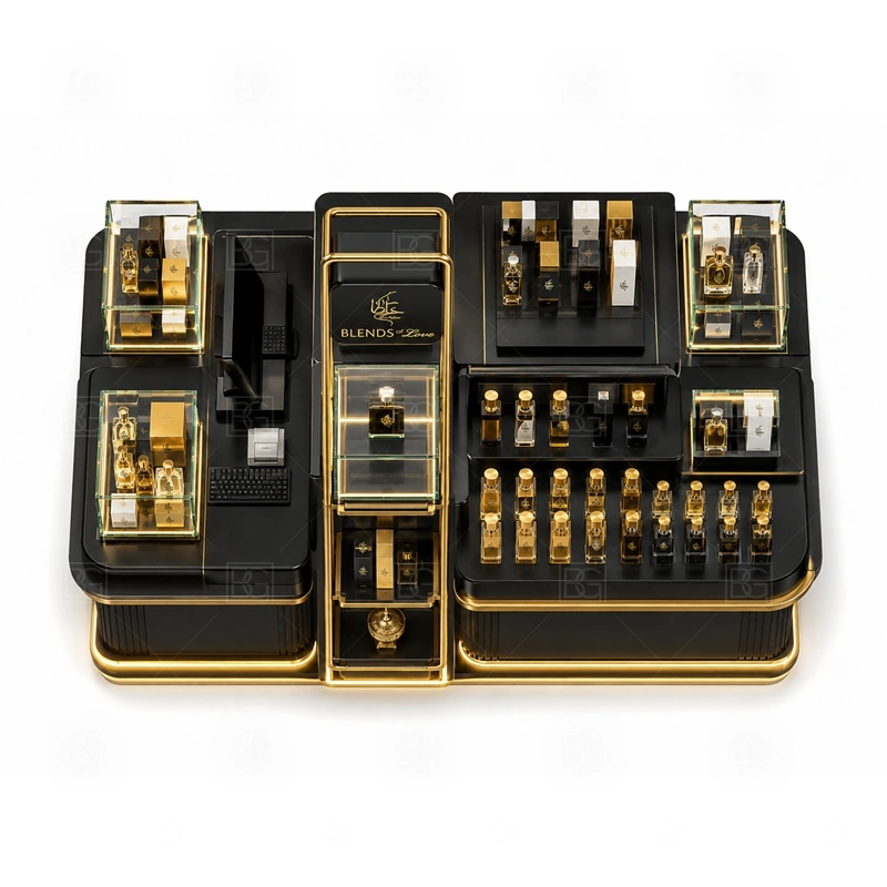 Open Display Fragrance Kiosk Custom Made buyer planning detail for Open Display Fragrance Kiosk Custom Made target size, bottle display quantity, tester counter size, logo sign dimensions, glass showcase size, lighting color, mall rules, destination country