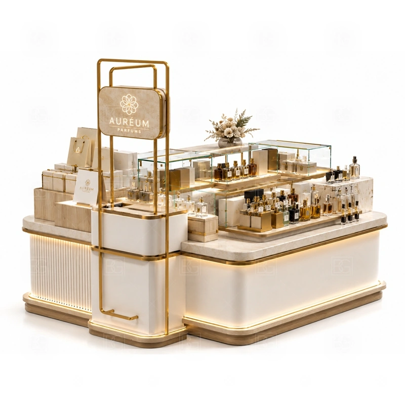 Retail Perfume Display Counter Manufacturer with premium black and gold presentation shown in the retail perfume display counter manufacturer product photos for fragrance and perfume retail