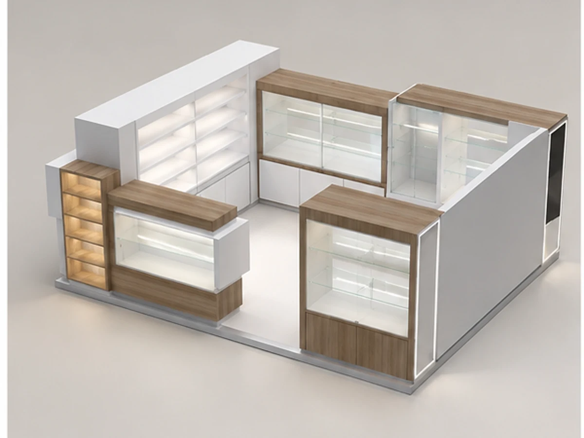 Eyewear Glasses Kiosk Custom Sunglasses Booth Booth Eyewear Retail Vendor main mall-facing view