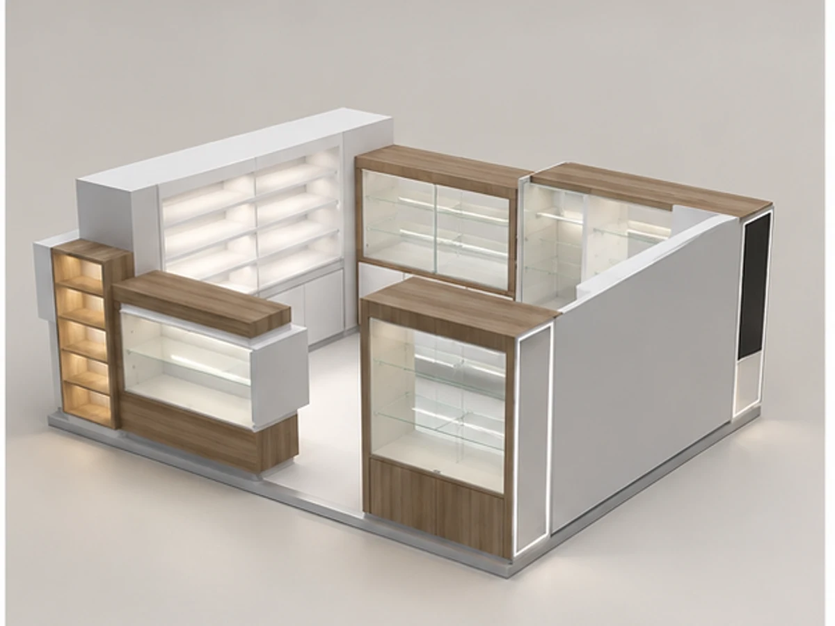 Eyewear Glasses Kiosk Custom Sunglasses Booth Booth Eyewear Retail Vendor angled eyewear display view