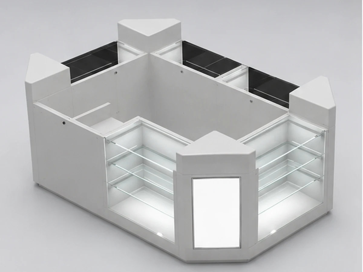 Hot Selling Glasses Display Showcase & Eyewear Kiosk in Retail Store Glass Showcase main mall-facing view