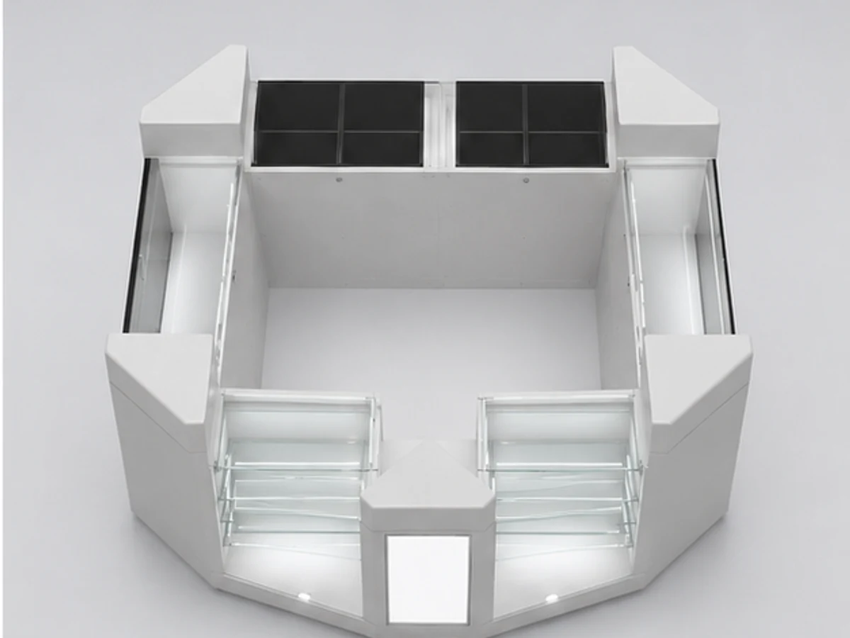 Hot Selling Glasses Display Showcase & Eyewear Kiosk in Retail Store Glass Showcase staff storage and display detail