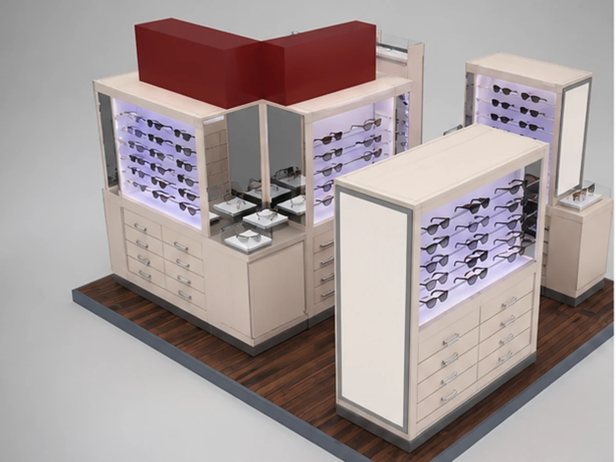 Modern Sunglass Kiosk Design Of Mall Used Eyeglass Retail Kiosk Booth For Sale main mall-facing view