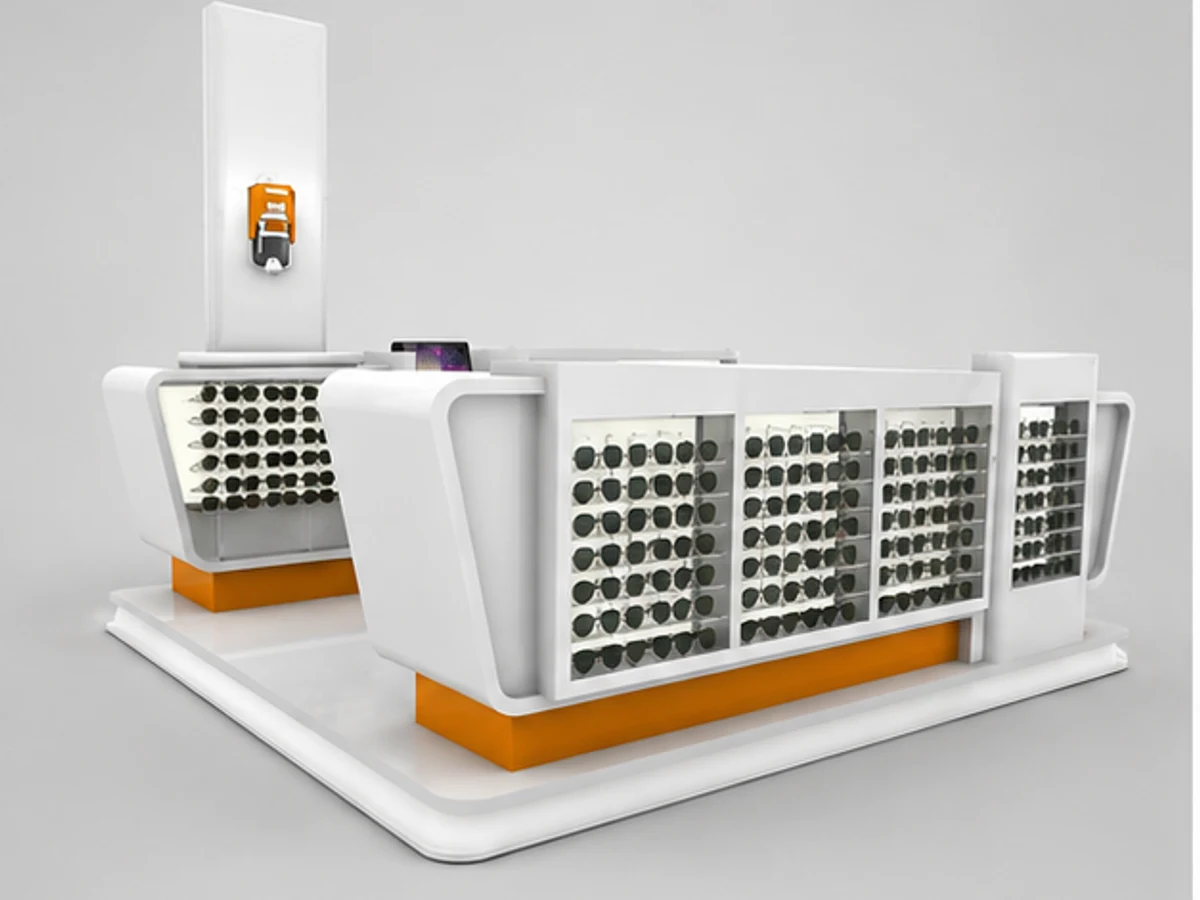 Modern sunglasses display stand glasses display booth share with you main mall-facing view